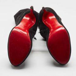 Pre Owned Christian Louboutin Black Suede  Knee Length Boots Size 38.5