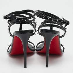 Pre Owned Christian Louboutin Black Leather Bombina Spikes Sandals Size 37