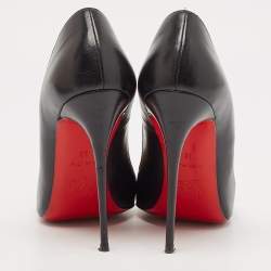 Pre Owned Christian Louboutin Black Leather Studded Cabo Pumps Size 38