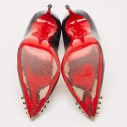 Pre Owned Christian Louboutin Black Leather Studded Cabo Pumps Size 38