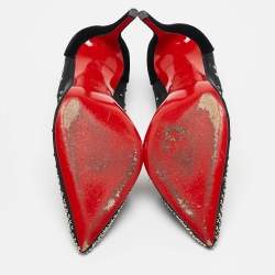 Christian Louboutin Black Mesh and Velvet Follies Strass Pumps Size 38.5
