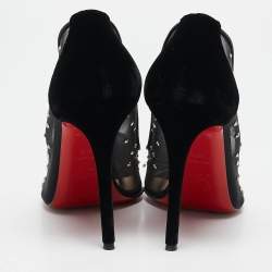 Christian Louboutin Black Mesh and Velvet Follies Strass Pumps Size 38.5