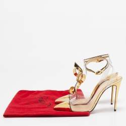 مملوكة مسبقًا Christian Louboutin Gold Leather and PVC Alta Firma Pumps Size 37