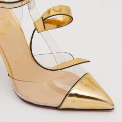 مملوكة مسبقًا Christian Louboutin Gold Leather and PVC Alta Firma Pumps Size 37