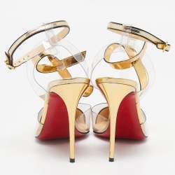 مملوكة مسبقًا Christian Louboutin Gold Leather and PVC Alta Firma Pumps Size 37