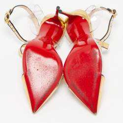 مملوكة مسبقًا Christian Louboutin Gold Leather and PVC Alta Firma Pumps Size 37