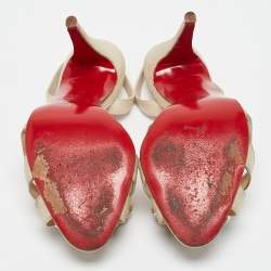 مملوكة مسبقًا Christian Louboutin Gold Suede Flo Ankle Strap Sandals Size 37