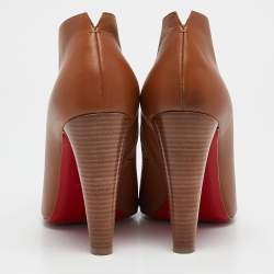 Pre Owned Christian Louboutin Brown Leather Camisol Booties Size 41