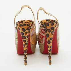 Christian Louboutin Multicolor PVC Eco Trash Peep Toe Platform Slingback Pumps Size 35.5