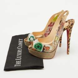 Christian Louboutin Multicolor PVC Eco Trash Peep Toe Platform Slingback Pumps Size 35.5