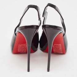 مملوكة مسبقًا حذاء كعب عالي كريستيان لوبوتان هوت تشيك جلد ثنائي اللون لامع بحزام للكاحل مقاس 41