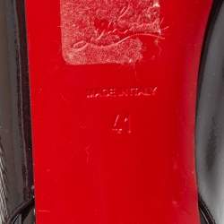 مملوكة مسبقًا حذاء كعب عالي كريستيان لوبوتان هوت تشيك جلد ثنائي اللون لامع بحزام للكاحل مقاس 41