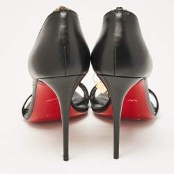 Christian Louboutin Black Leather Gourmi Ankle Strap Sandals Size 39.5