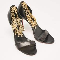 Christian Louboutin Black Leather Gourmi Ankle Strap Sandals Size 39.5