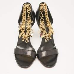 Christian Louboutin Black Leather Gourmi Ankle Strap Sandals Size 39.5
