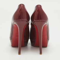 Christian Louboutin Burgundy Patent Leather Bianca Platform Pumps Size 38.5
