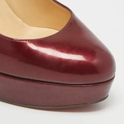 Christian Louboutin Burgundy Patent Leather Bianca Platform Pumps Size 38.5