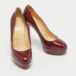 Christian Louboutin Burgundy Patent Leather Bianca Platform Pumps Size 38.5