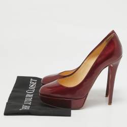 Christian Louboutin Burgundy Patent Leather Bianca Platform Pumps Size 38.5