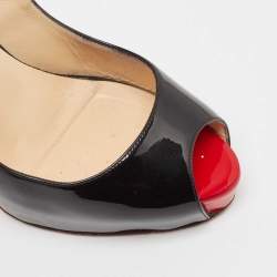 Christian Louboutin Black Patent Leather Private Number Slingback Sandals Size 35