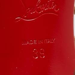 Pre Owned Christian Louboutin Beige Leather Choka Spikes Ankle Strap Sandals Size 39