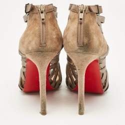 Christian Louboutin Brown Leather and Suede Karina Ankle Length Boots Size 39.5 