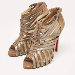 Christian Louboutin Brown Leather and Suede Karina Ankle Length Boots Size 39.5 