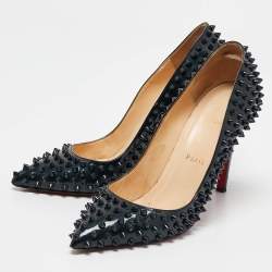 Christian Louboutin Black Patent Leather Pigalle Spikes Pumps Size 39