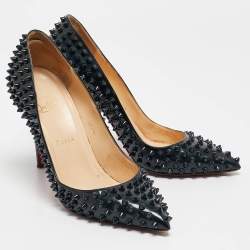 Christian Louboutin Black Patent Leather Pigalle Spikes Pumps Size 39