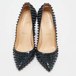 Christian Louboutin Black Patent Leather Pigalle Spikes Pumps Size 39