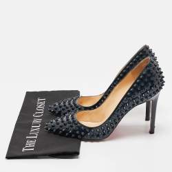 Christian Louboutin Black Patent Leather Pigalle Spikes Pumps Size 39