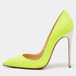 Christian Louboutin Neon Green/White Leather Pigalle Follies Pumps Size 36.5