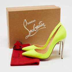 Christian Louboutin Neon Green/White Leather Pigalle Follies Pumps Size 36.5