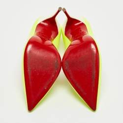 Christian Louboutin Neon Green/White Leather Pigalle Follies Pumps Size 36.5