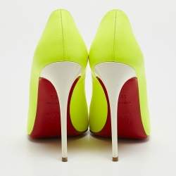 Christian Louboutin Neon Green/White Leather Pigalle Follies Pumps Size 36.5