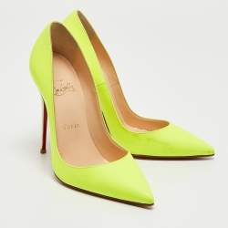 Christian Louboutin Neon Green/White Leather Pigalle Follies Pumps Size 36.5