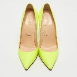 Christian Louboutin Neon Green/White Leather Pigalle Follies Pumps Size 36.5