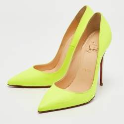 Christian Louboutin Neon Green/White Leather Pigalle Follies Pumps Size 36.5