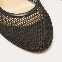 Pre Owned Christian Louboutin Black Fishnet and Leather Filomena Pumps Size 37.5