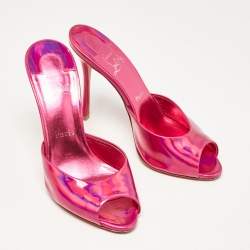 Christian Louboutin Pink Patent Leather Me Dolly Slide Sandals Size 38