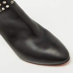 مملوكة مسبقًا Christian Louboutin Black Leather Hongroise Spike Ankle Length Boots Size 41