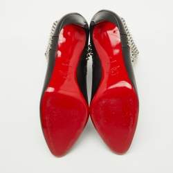 مملوكة مسبقًا Christian Louboutin Black Leather Hongroise Spike Ankle Length Boots Size 41