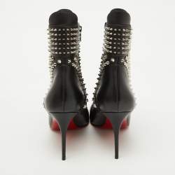 مملوكة مسبقًا Christian Louboutin Black Leather Hongroise Spike Ankle Length Boots Size 41
