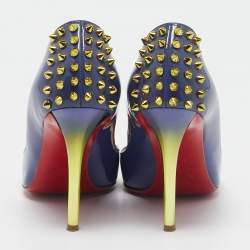 Pre Owned Christian Louboutin Blue Patent Leather Zappa Pumps Size 38