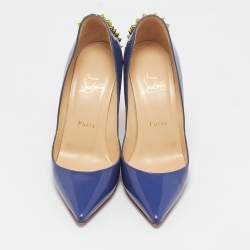 Pre Owned Christian Louboutin Blue Patent Leather Zappa Pumps Size 38