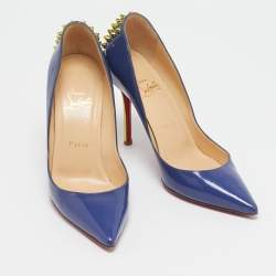 Pre Owned Christian Louboutin Blue Patent Leather Zappa Pumps Size 38