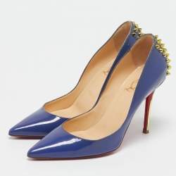 Pre Owned Christian Louboutin Blue Patent Leather Zappa Pumps Size 38