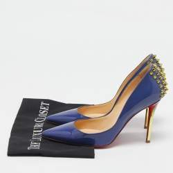 Pre Owned Christian Louboutin Blue Patent Leather Zappa Pumps Size 38