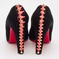 Pre Owned Christian Louboutin Black Suede Electropump Peep Toe Pumps Size 38
