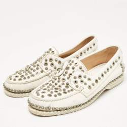 Christian Louboutin White Leather Yacht Loafers Size 40.5